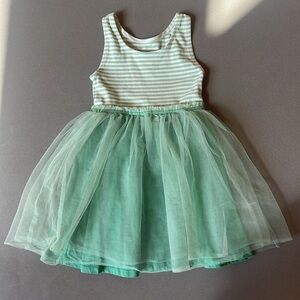 Mini Boden Green Striped Tulle Dress